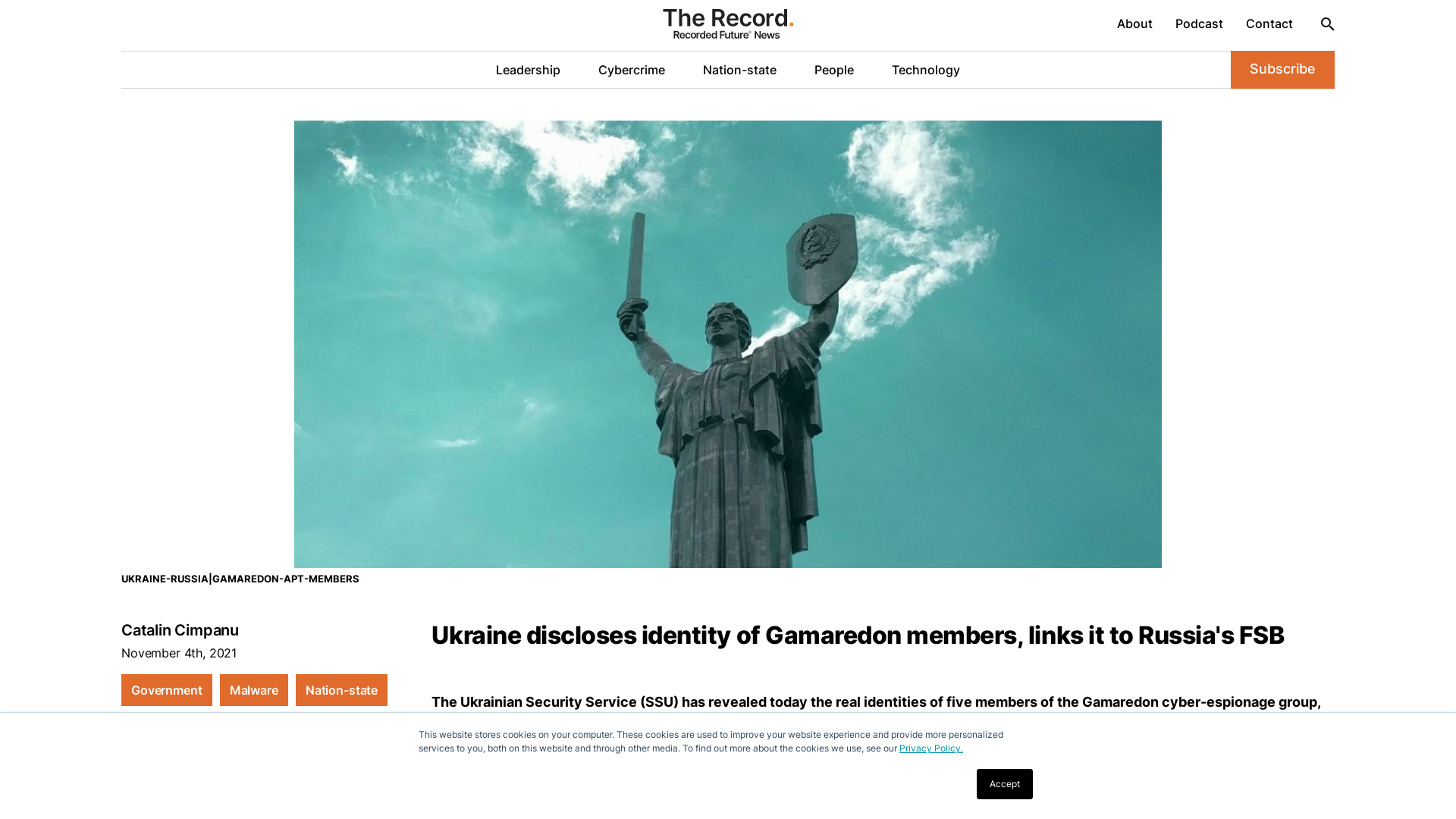 Ukraine discloses identity of Gamaredon members, links it to Russia\'s FSB