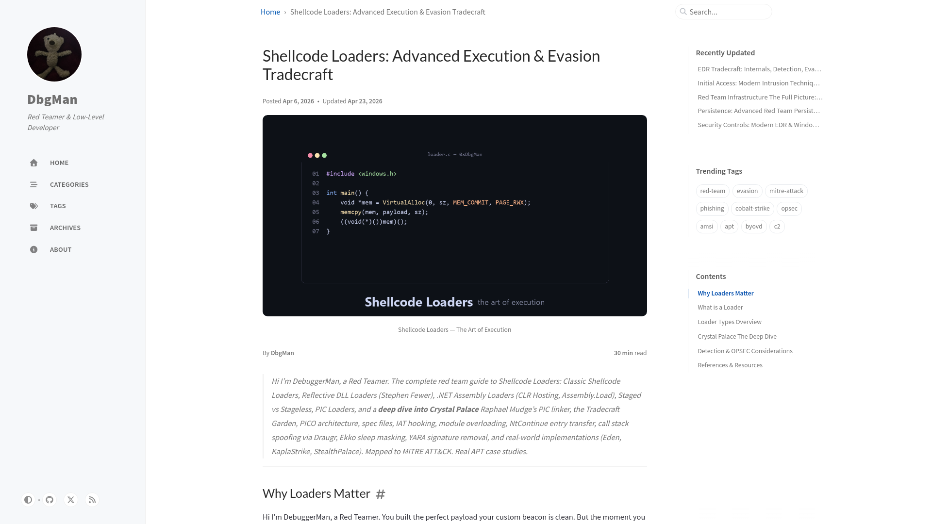 Shellcode Loaders: Advanced Execution & Evasion Tradecraft | DbgMan