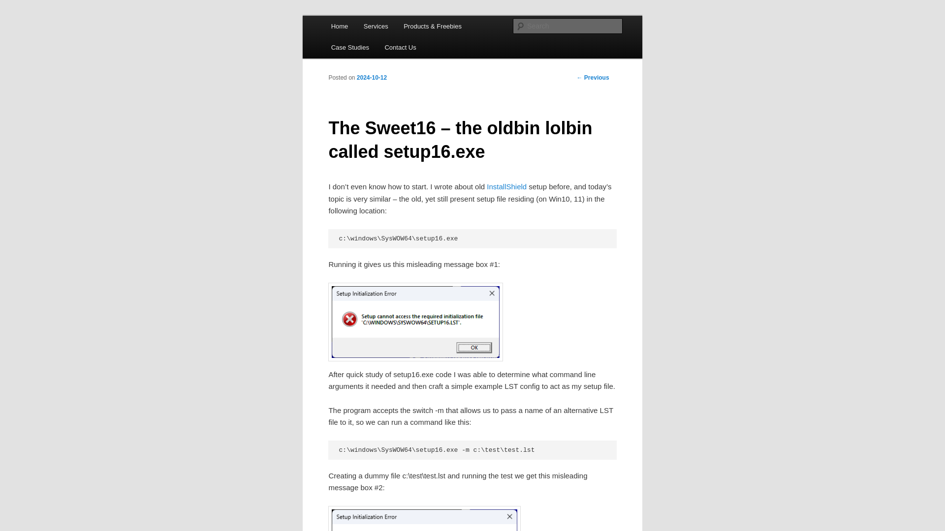 The Sweet16 – the oldbin lolbin called setup16.exe | Hexacorn