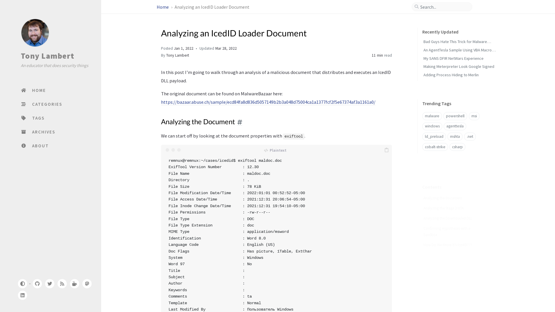 Analyzing an IcedID Loader Document | Tony Lambert