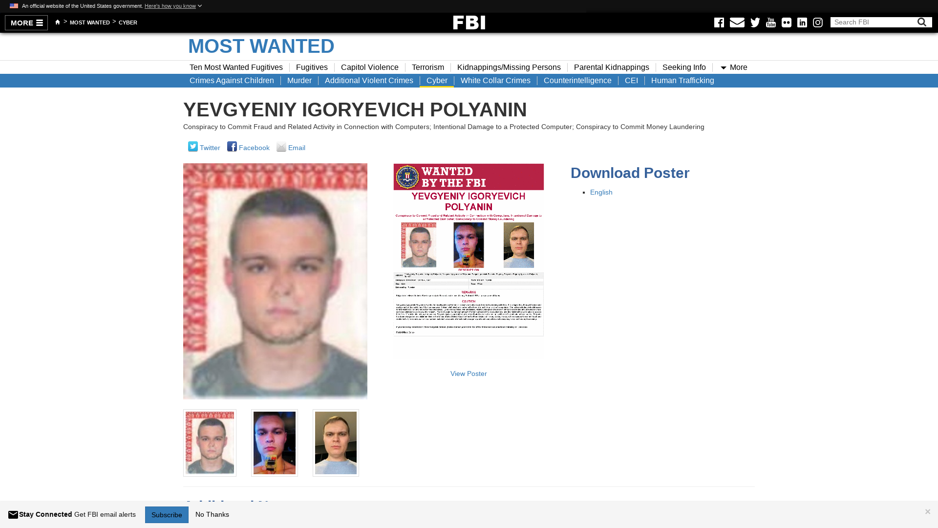 YEVGYENIY IGORYEVICH POLYANIN — FBI