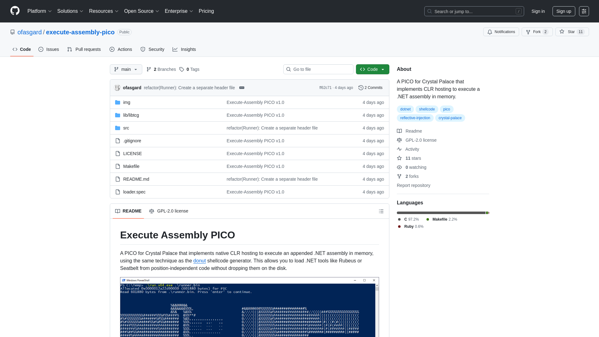 GitHub - ofasgard/execute-assembly-pico: A PICO for Crystal Palace that implements CLR hosting to execute a .NET assembly in memory.