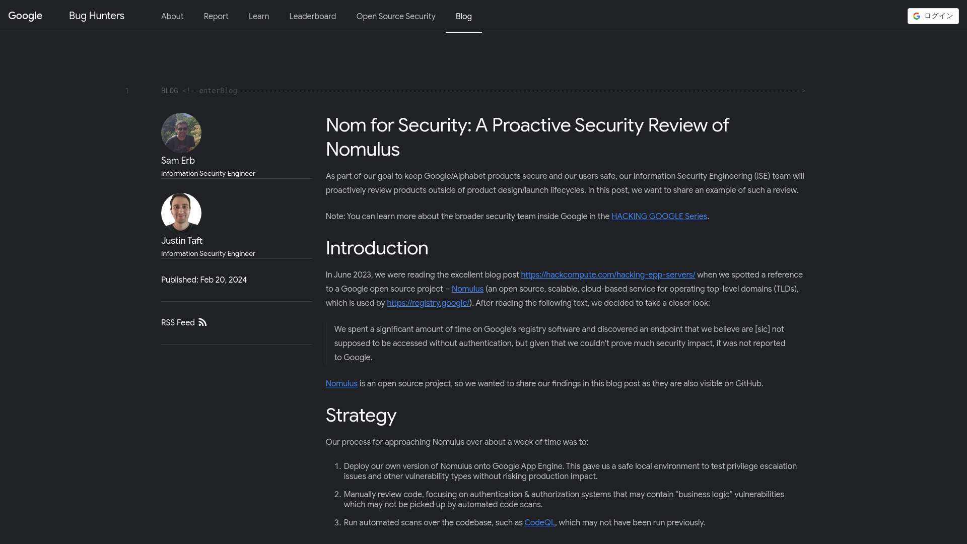 Nom for Security: A Proactive Security Review of Nomulus - Google Bug Hunters