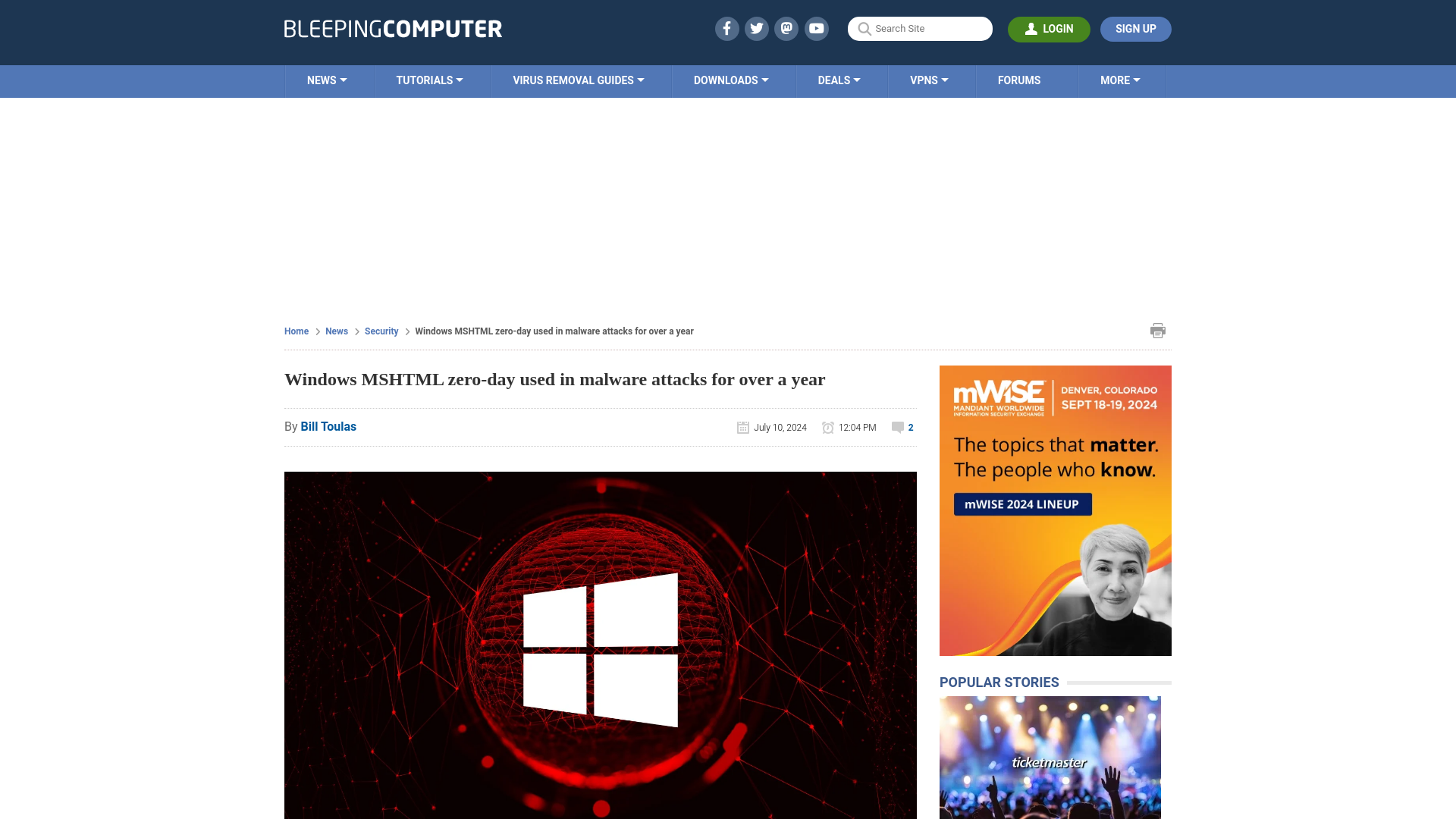 Windows MSHTML zero-day used in malware attacks for over a year