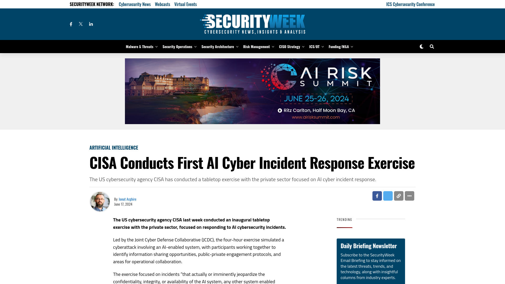 CISA Conducts First AI Cyber Incident Response Exercise - SecurityWeek