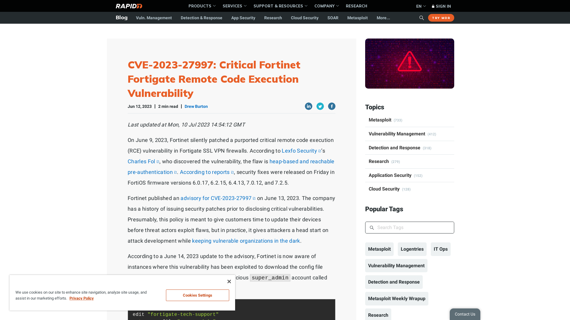 CVE-2023-27997: Critical Fortinet Fortigate RCE Vulnerability | Rapid7 Blog