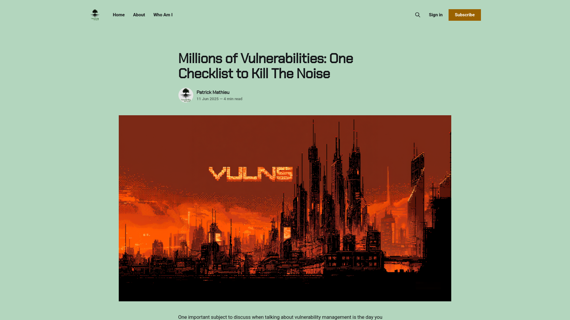 Millions of Vulnerabilities: One Checklist to Kill The Noise