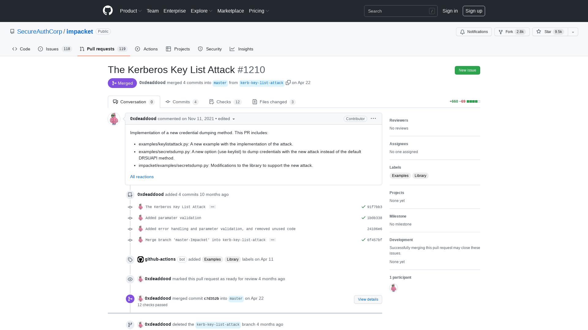 The Kerberos Key List Attack by 0xdeaddood · Pull Request #1210 · SecureAuthCorp/impacket · GitHub