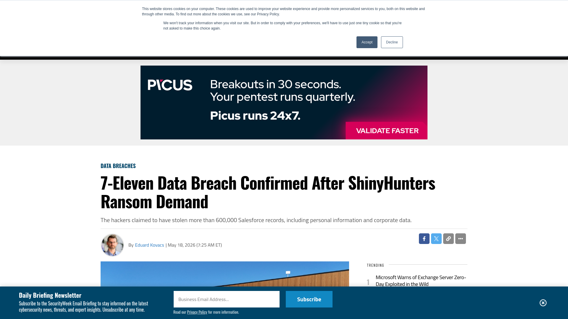 7-Eleven Data Breach Confirmed After ShinyHunters Ransom Demand - SecurityWeek