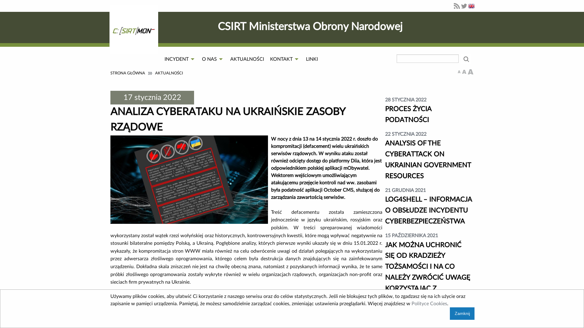 CSIRT MON - Analiza cyberataku na ukraińskie zasoby rządowe