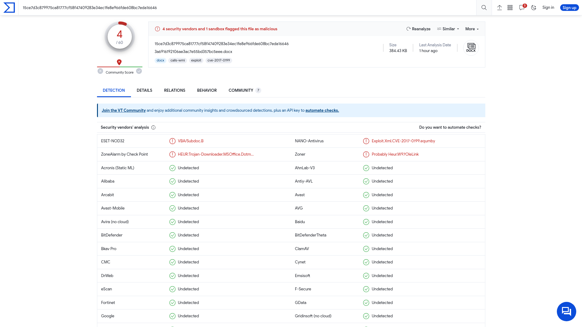 VirusTotal - File - 15ce7d3c879975ca81777cf58f47409283e34ec1fe8e966fde608bc7eda16646