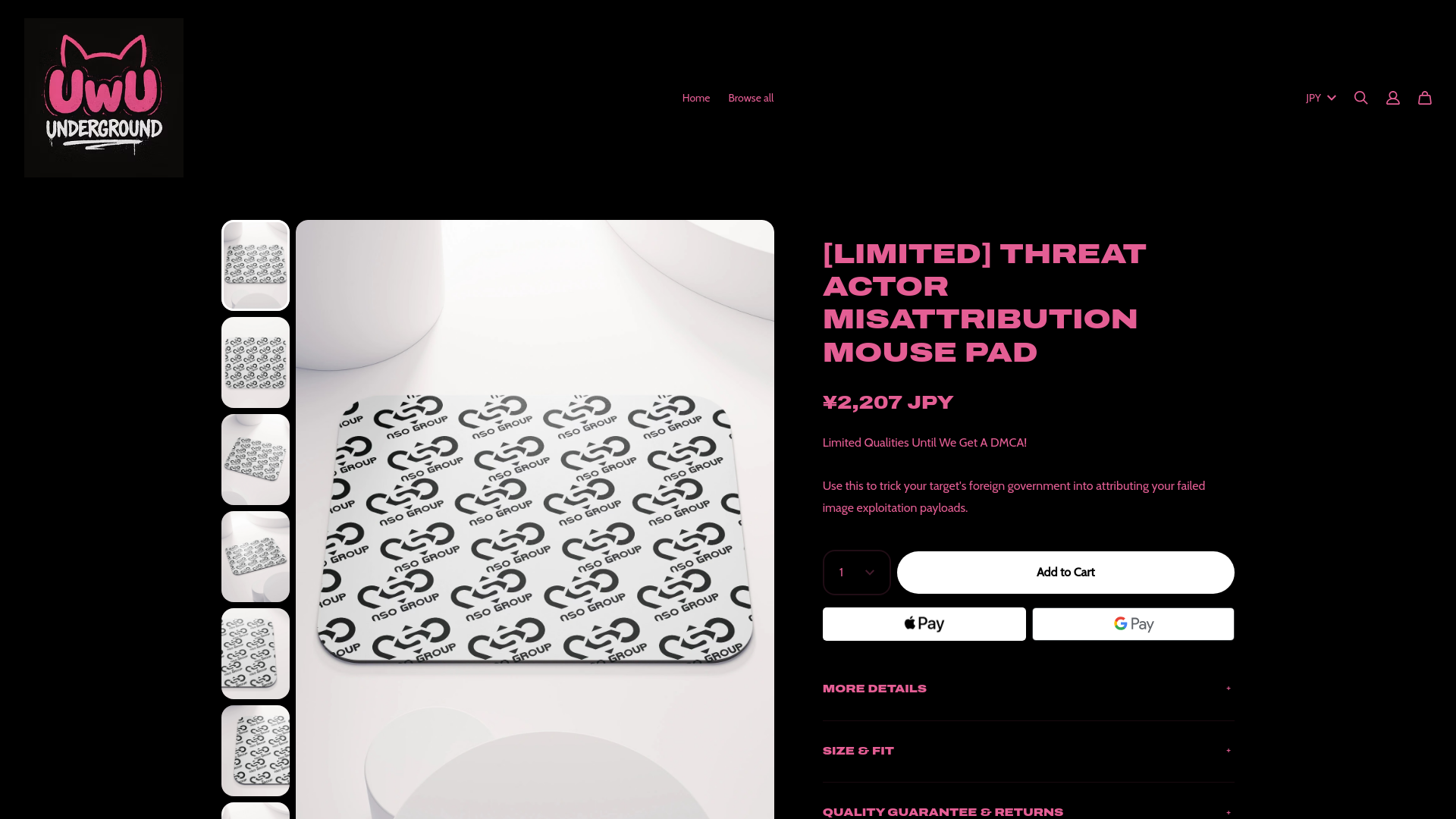 [LIMITED] Threat Actor Misattribution Mouse Pad | UwU Underground