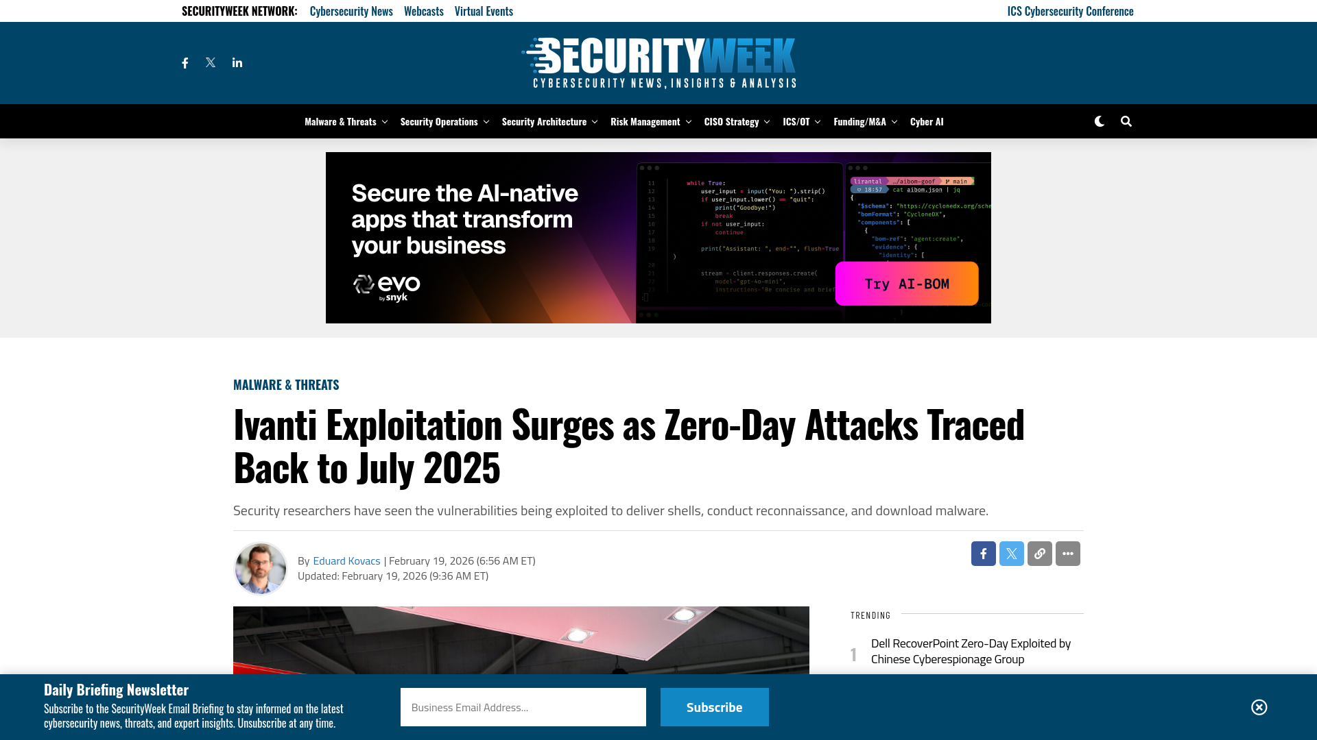Ivanti Exploitation Surges as Zero-Day Attacks Traced Back to July 2025 - SecurityWeek