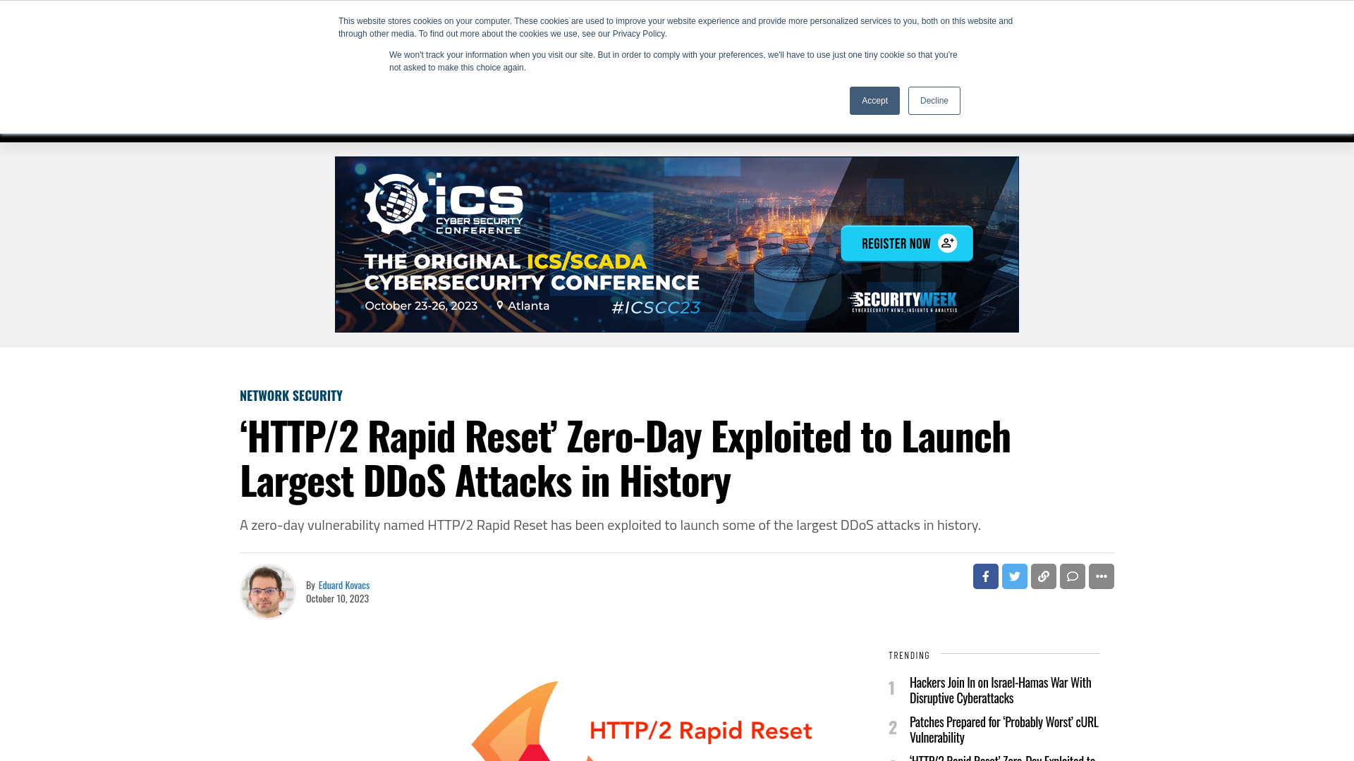 ‘HTTP/2 Rapid Reset’ Zero-Day Exploited to Launch Largest DDoS Attacks in History - SecurityWeek