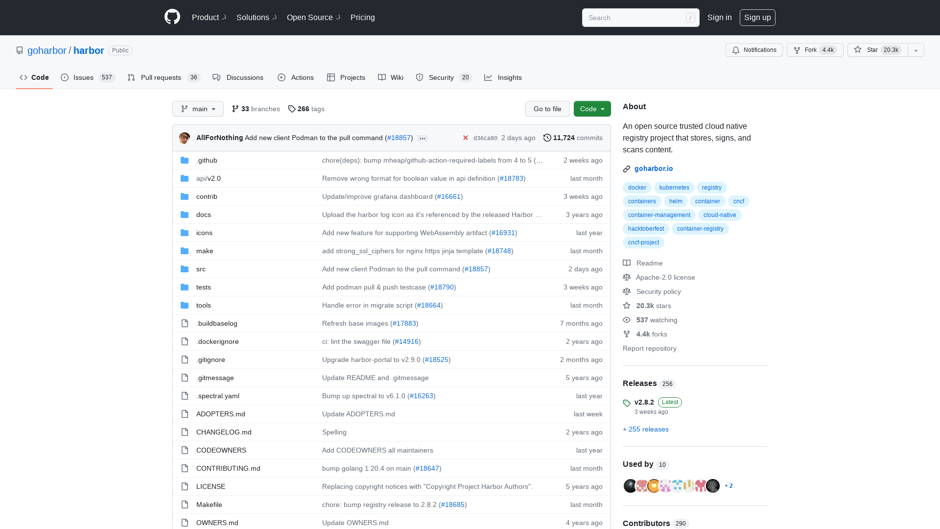 GitHub - goharbor/harbor: An open source trusted cloud native registry project that stores, signs, and scans content.