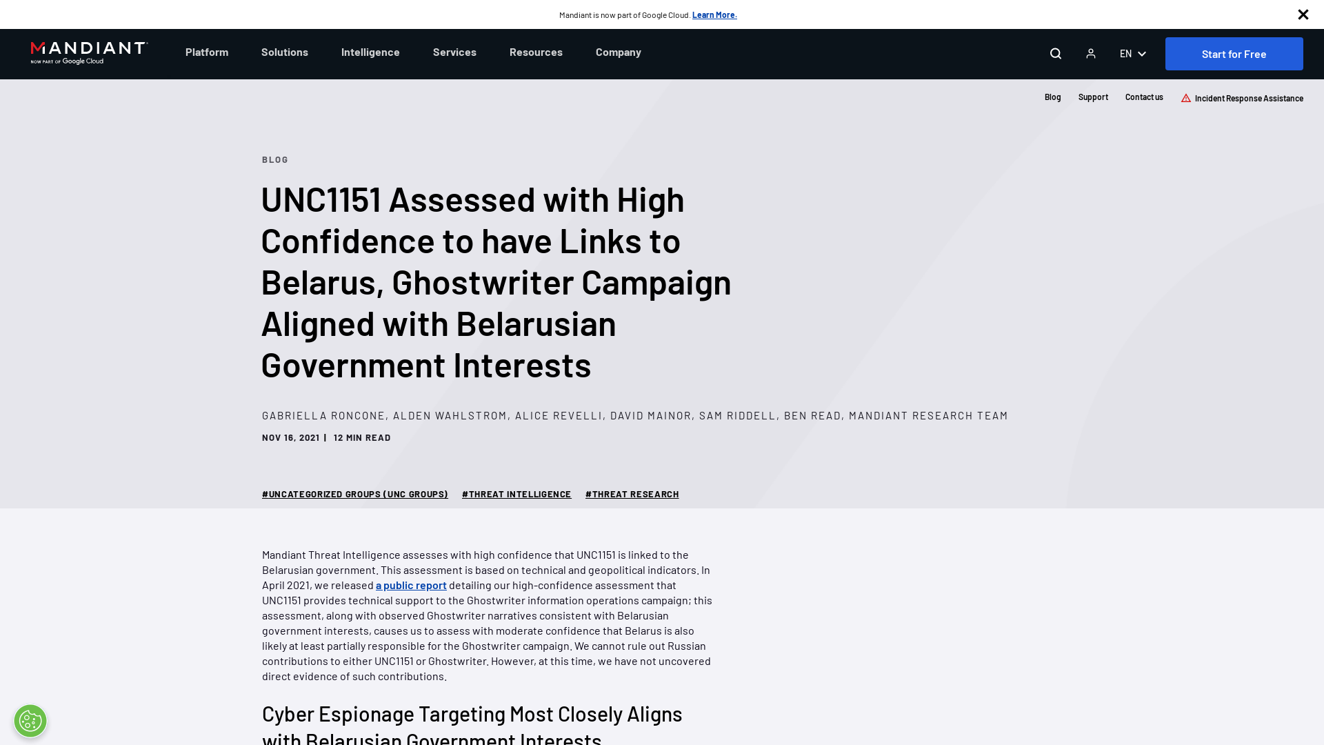 UNC1151 Assessed with High Confidence to have Links to Belarus, Ghostwriter Campaign Aligned with Belarusian Government Interests | Mandiant