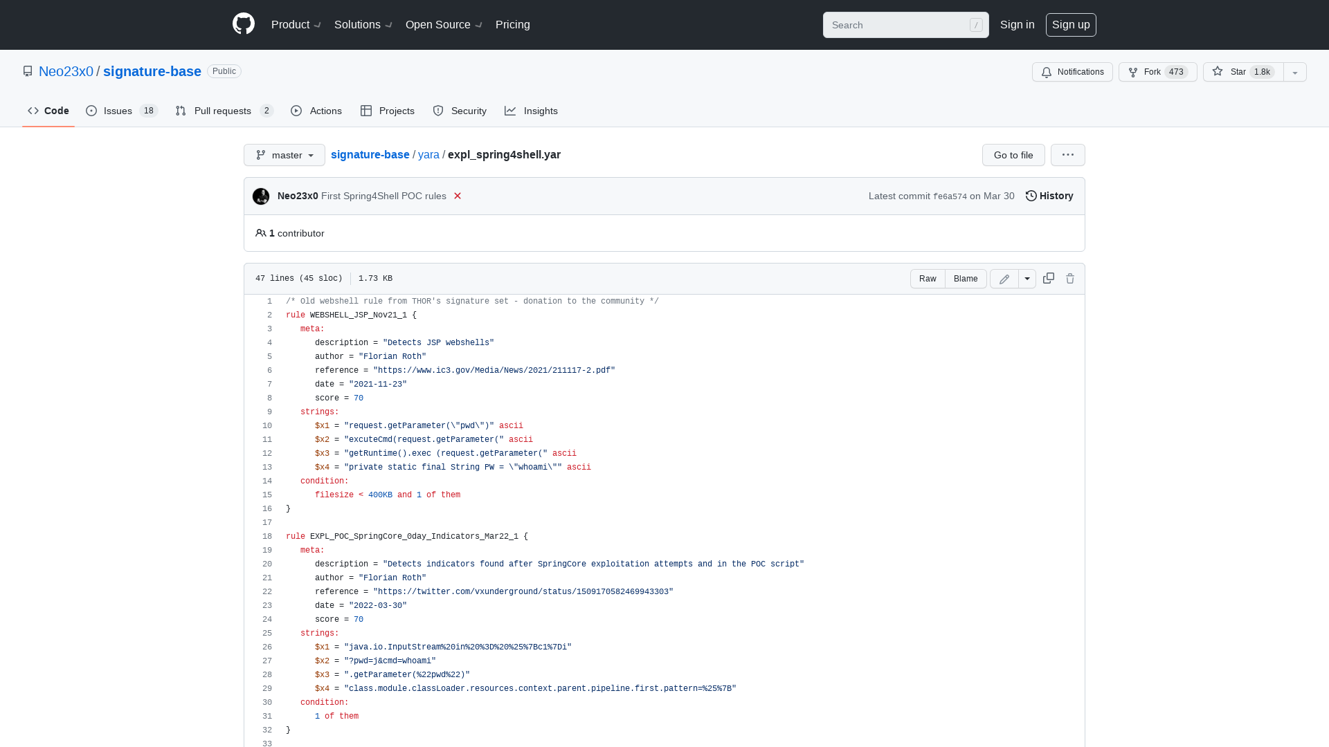 signature-base/expl_spring4shell.yar at master · Neo23x0/signature-base · GitHub
