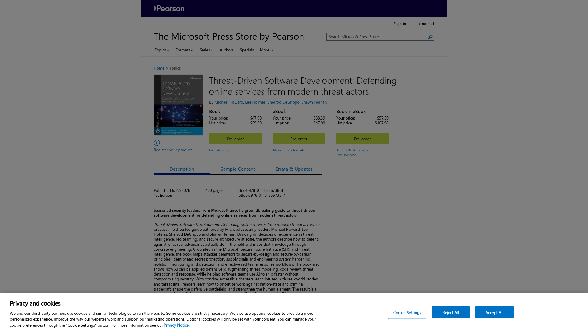 Threat-Driven Software Development: Defending online services from modern threat actors | Microsoft Press Store