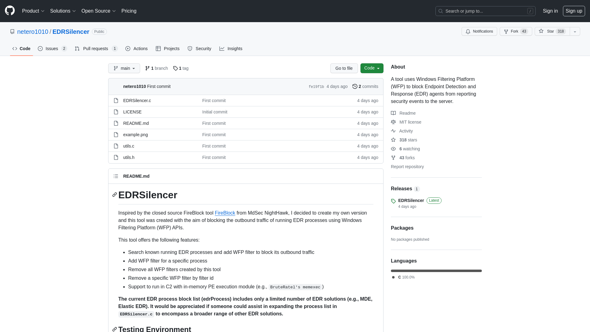 GitHub - netero1010/EDRSilencer: A tool uses Windows Filtering Platform (WFP) to block Endpoint Detection and Response (EDR) agents from reporting security events to the server.