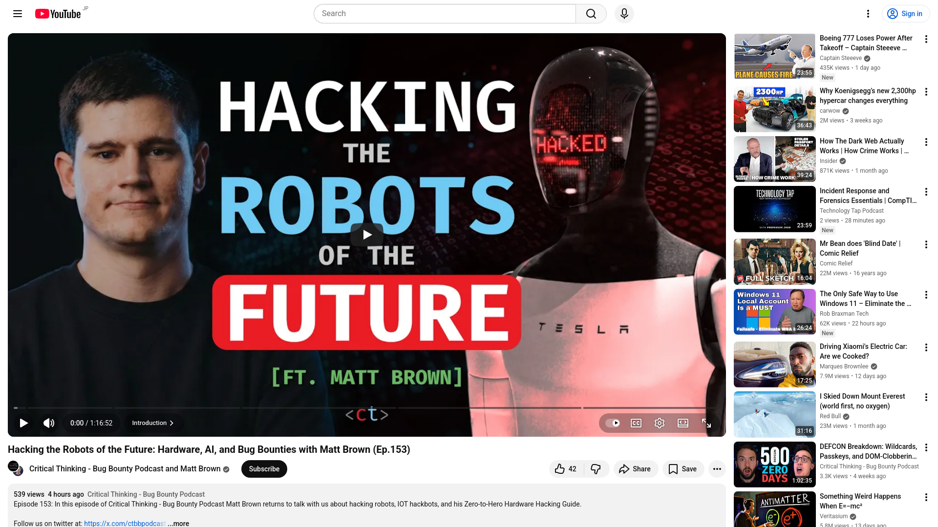 Hacking the Robots of the Future: Hardware, AI, and Bug Bounties with Matt Brown (Ep.153) - YouTube