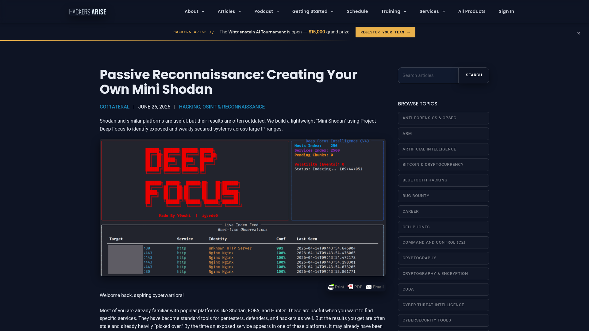 Passive Reconnaissance: Creating Your Own Mini Shodan - Hackers Arise