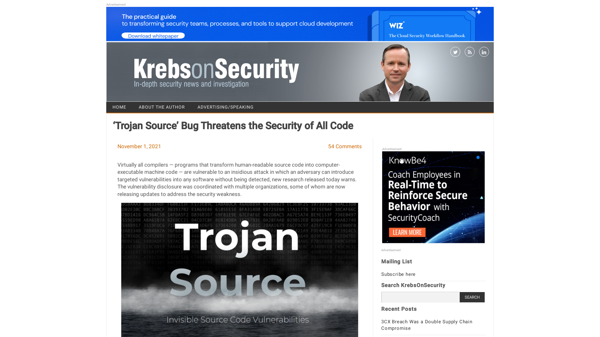 ‘Trojan Source’ Bug Threatens the Security of All Code – Krebs on Security