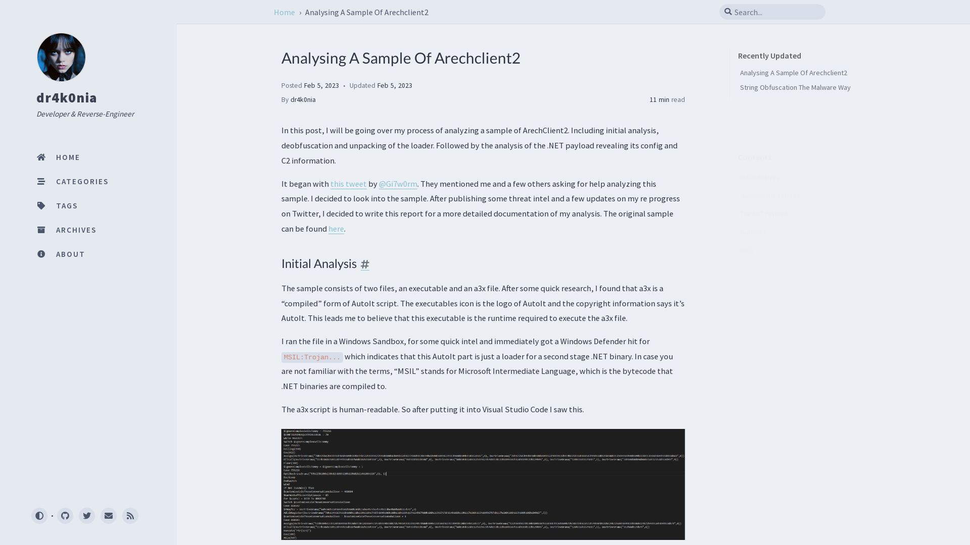 Analysing A Sample Of Arechclient2 | dr4k0nia