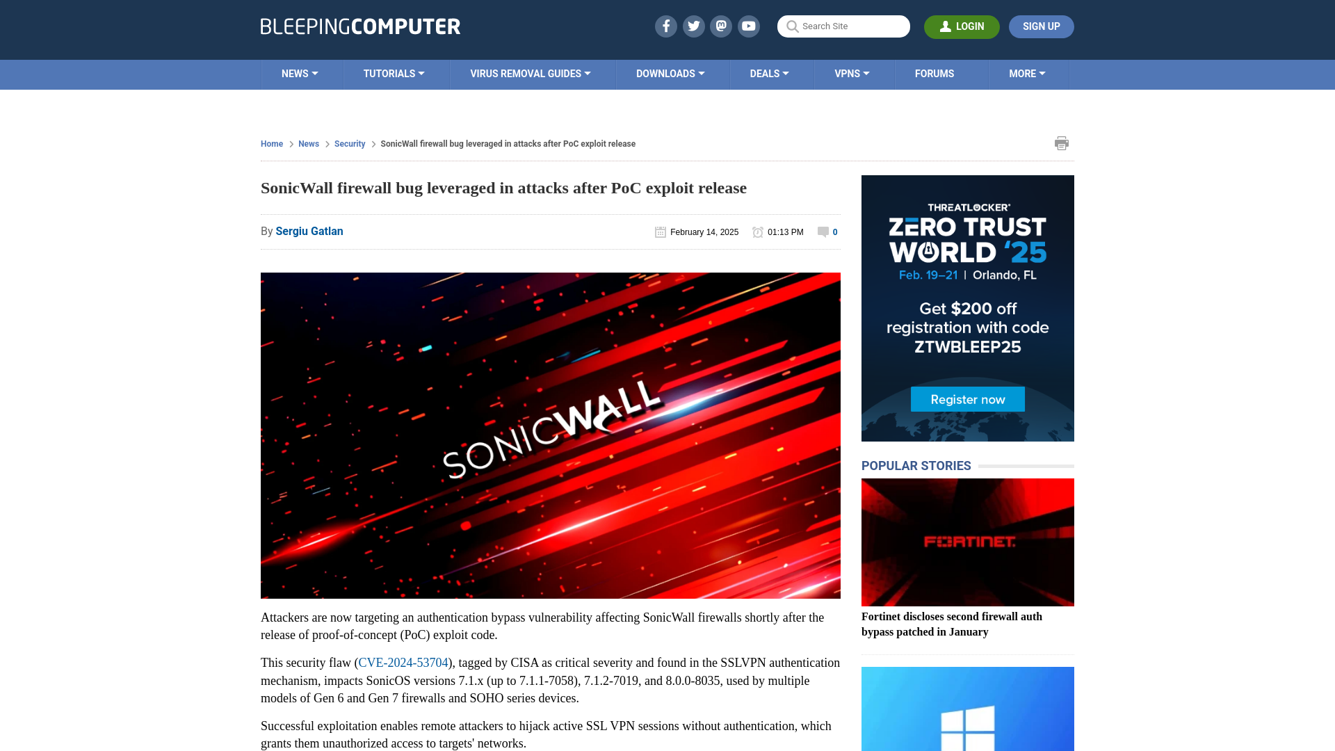 SonicWall firewall bug leveraged in attacks after PoC exploit release