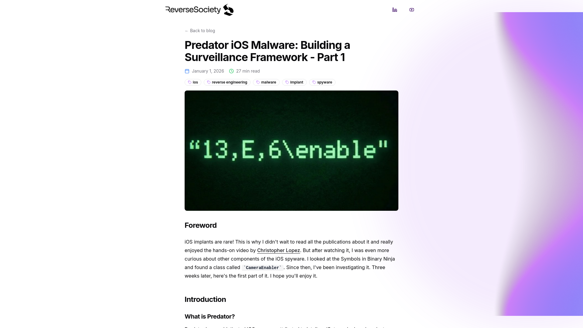 Predator iOS Malware: Building a Surveillance Framework - Part 1 | Reverse Society