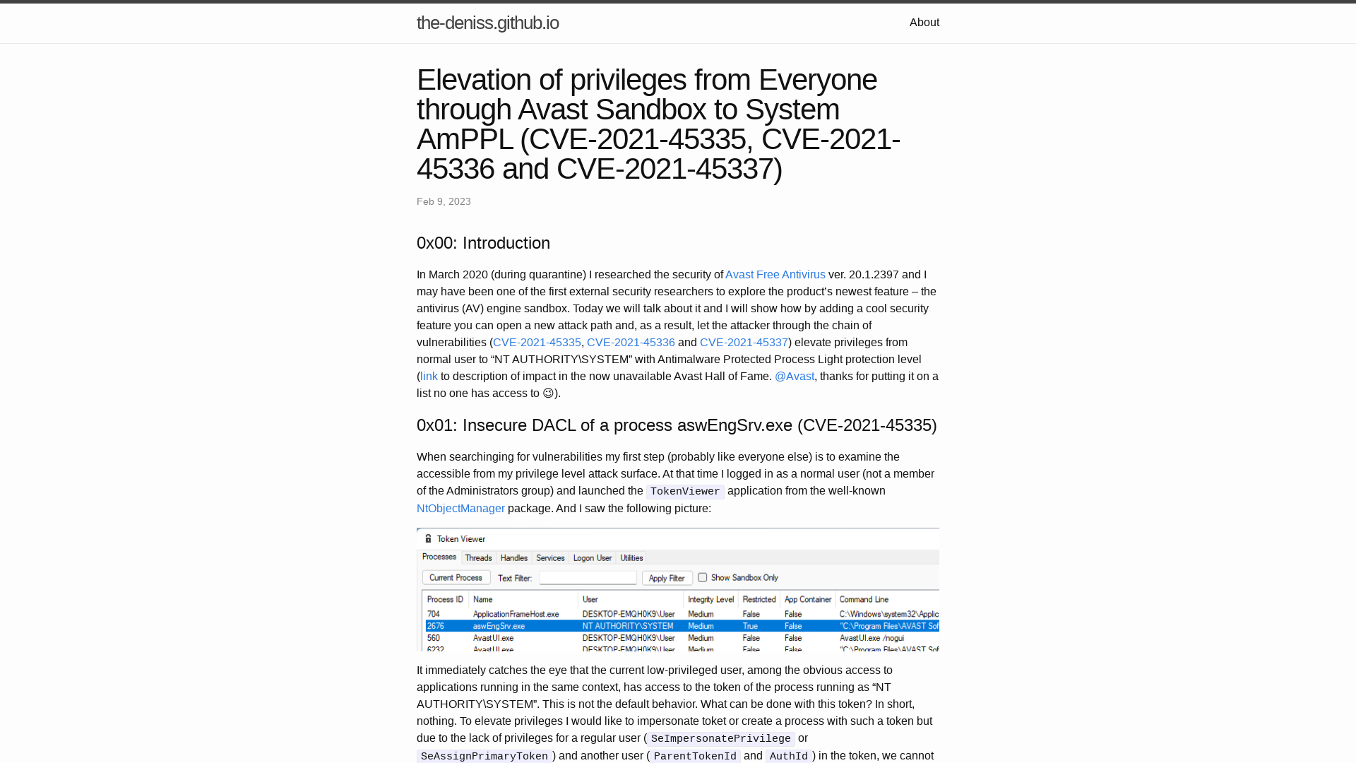 Elevation of privileges from Everyone through Avast Sandbox to System AmPPL (CVE-2021-45335, CVE-2021-45336 and CVE-2021-45337) | the-deniss.github.io