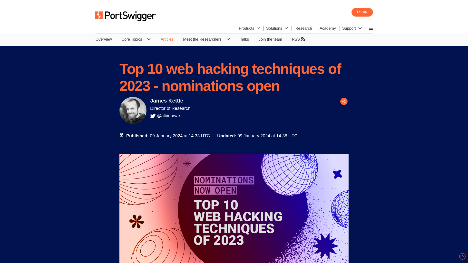 Top 10 web hacking techniques of 2023 - nominations open | PortSwigger Research