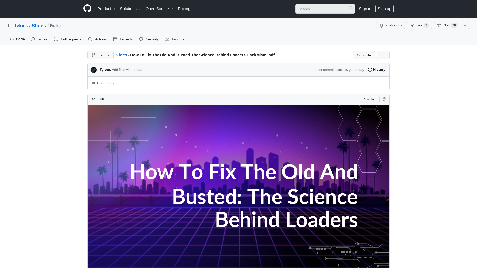 Slides/How To Fix The Old And Busted The Science Behind Loaders HackMiami.pdf at main · Tylous/Slides · GitHub