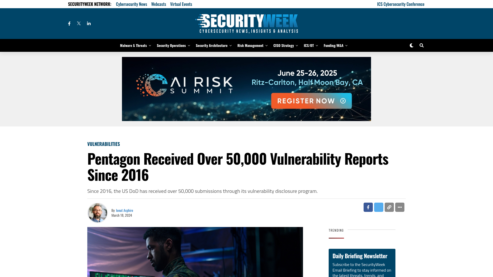 Pentagon Received Over 50,000 Vulnerability Reports Since 2016 - SecurityWeek