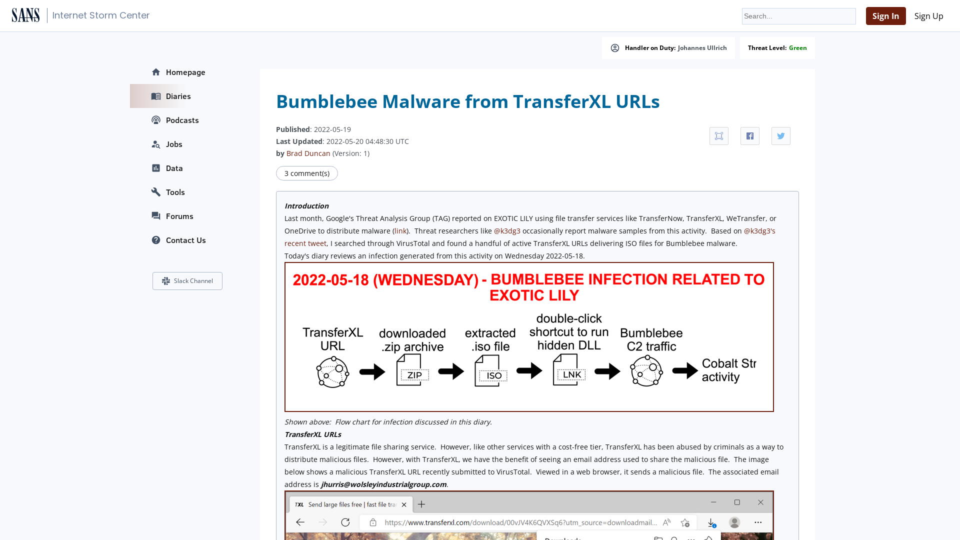InfoSec Handlers Diary Blog - SANS Internet Storm Center