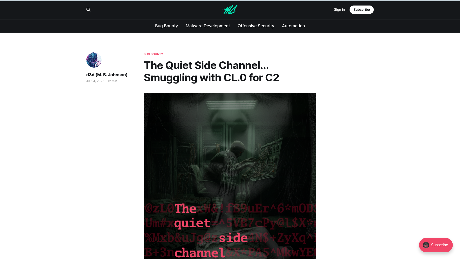 The Quiet Side Channel... Smuggling with CL.0 for C2