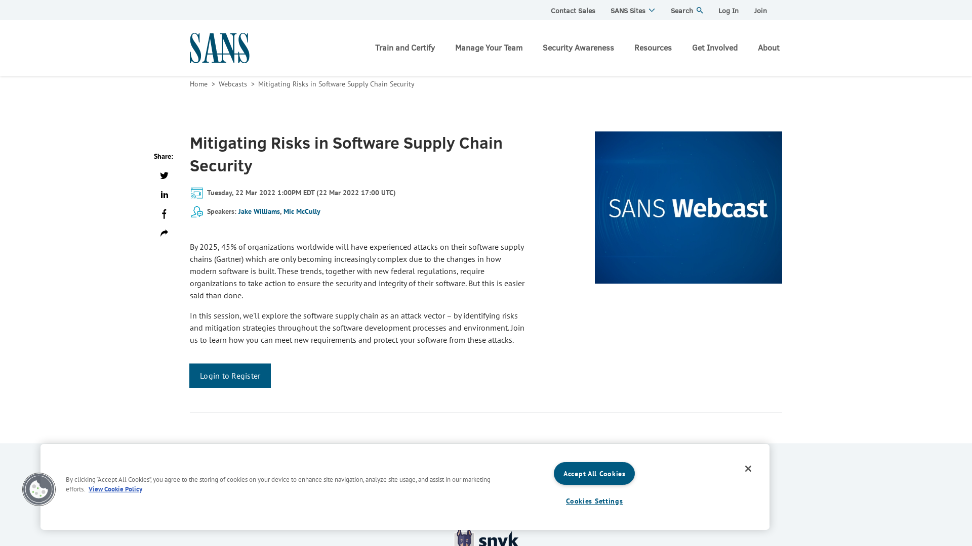 Mitigating Risks in Software Supply Chain Security | SANS Webcast