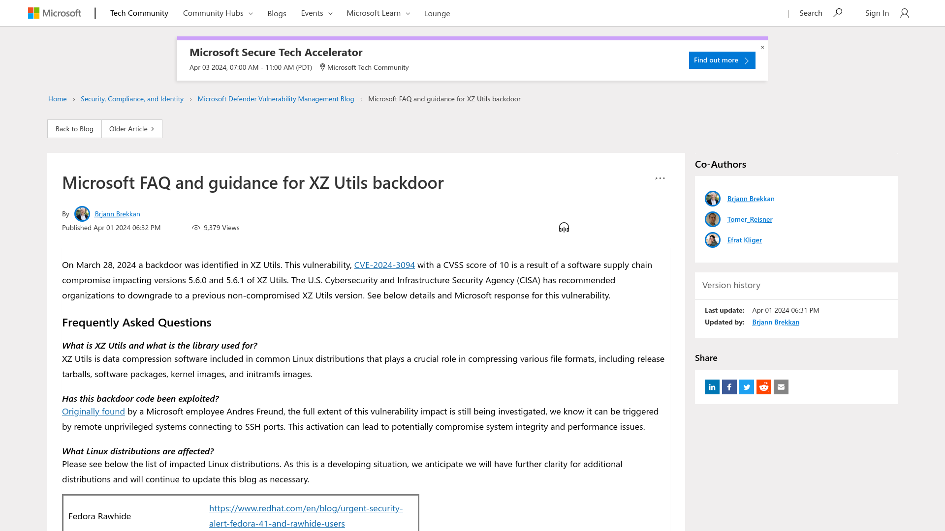 Microsoft FAQ and guidance for XZ Utils backdoor - Microsoft Community Hub