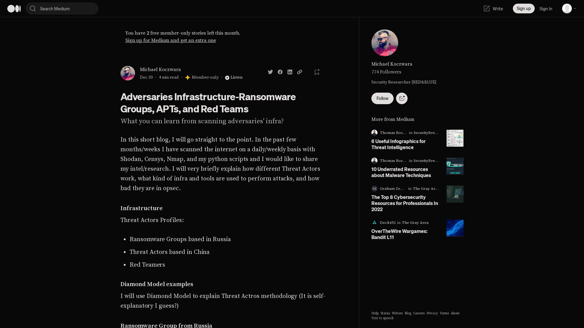 Adversaries Infrastructure-Ransomware Groups, APTs, and Red Teams | by Michael Koczwara | Dec, 2022 | Medium