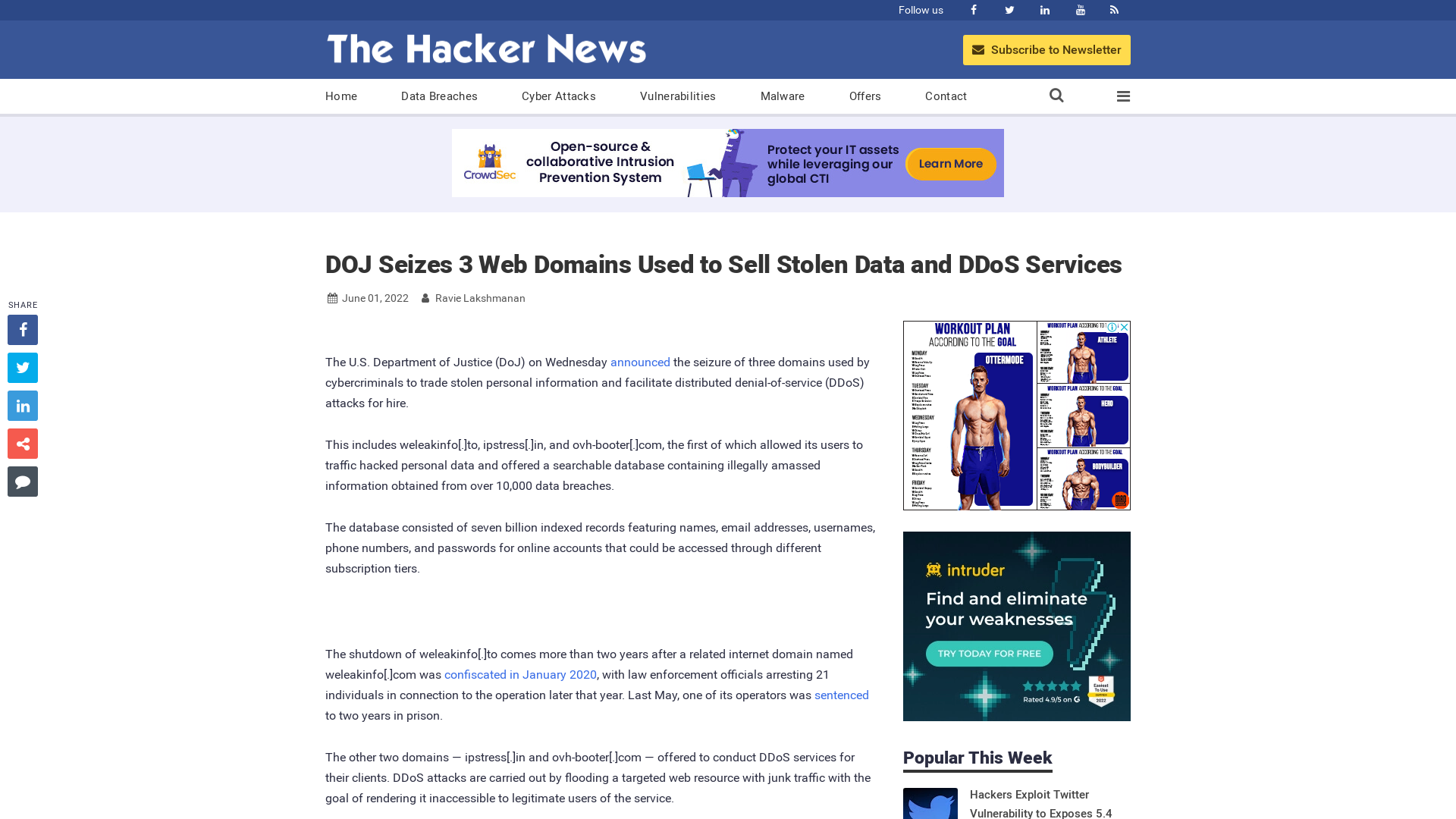 DOJ Seizes 3 Web Domains Used to Sell Stolen Data and DDoS Services