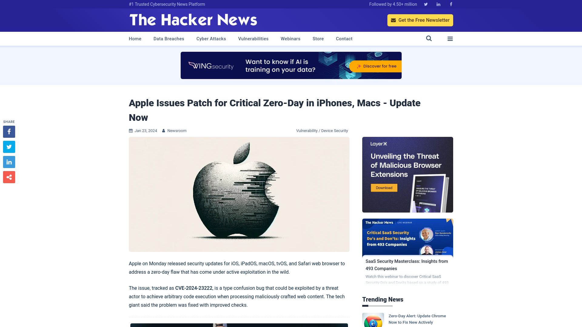 Apple Issues Patch for Critical Zero-Day in iPhones, Macs - Update Now