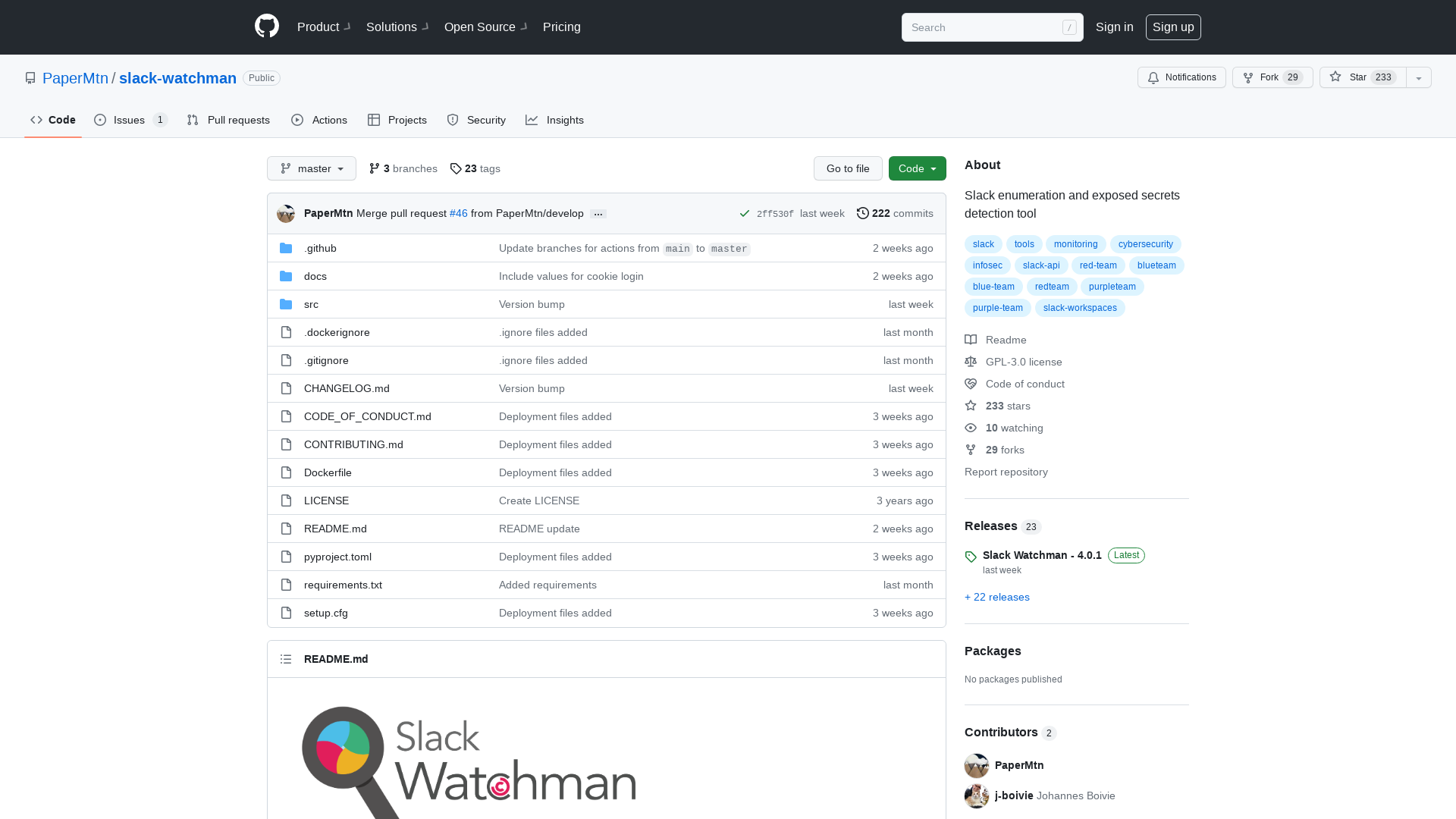 GitHub - PaperMtn/slack-watchman: Slack enumeration and exposed secrets detection tool