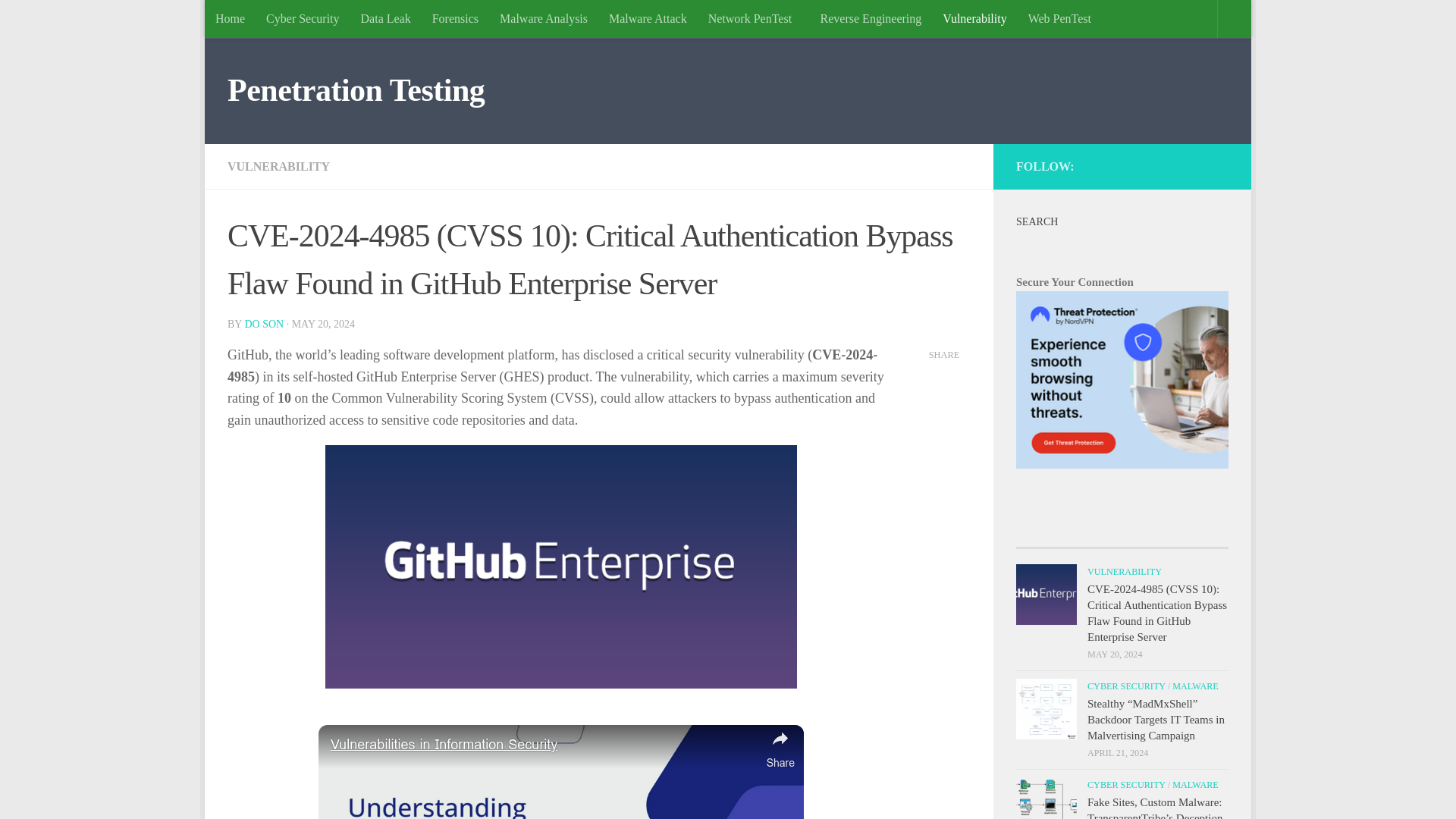 CVE-2024-4985 (CVSS 10): Critical Authentication Bypass Flaw Found in GitHub Enterprise Server