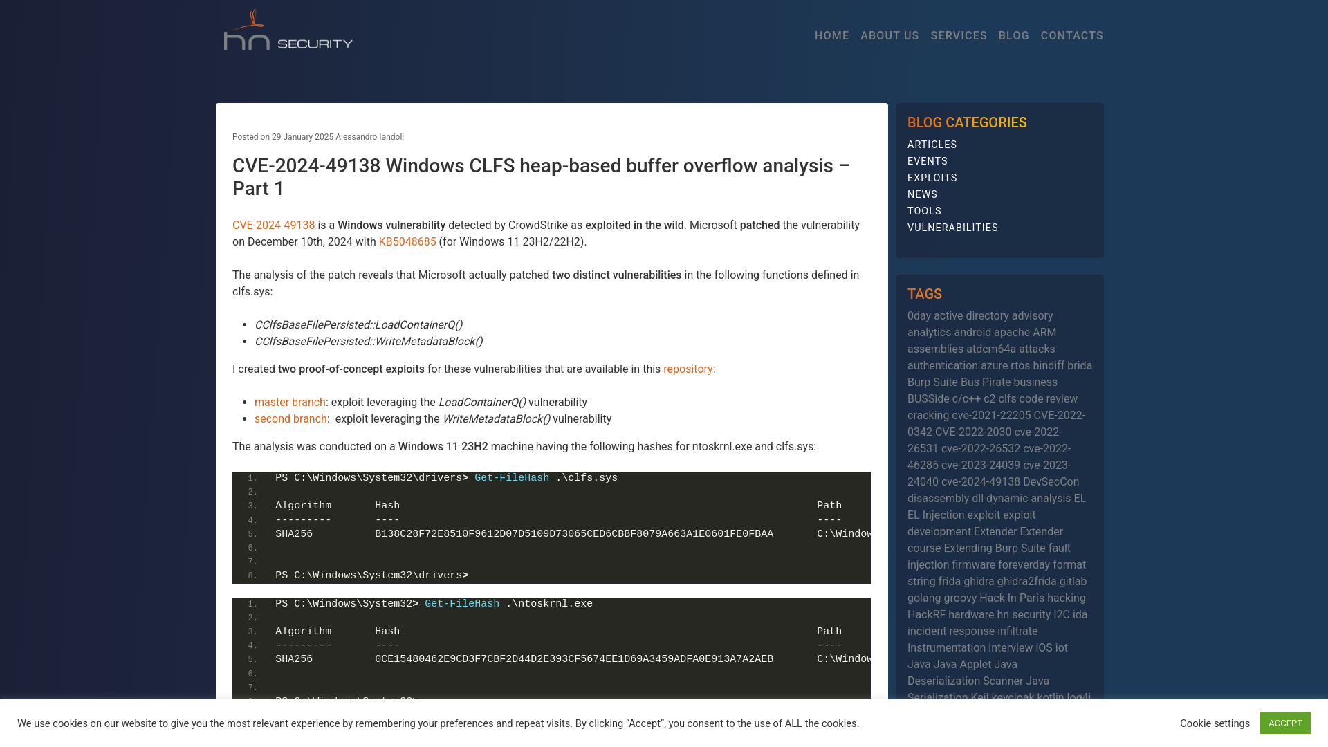 CVE-2024-49138 Windows CLFS heap-based buffer overflow analysis - Part 1 - hn security