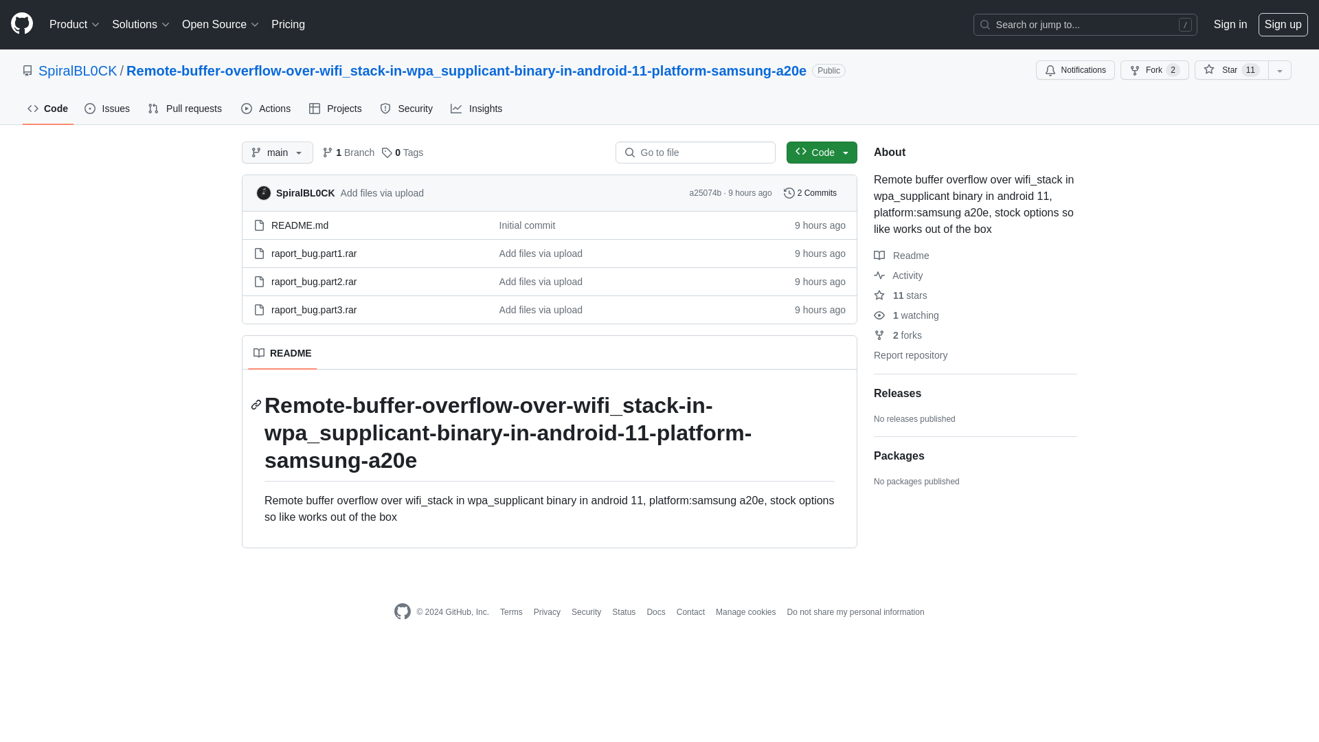 GitHub - SpiralBL0CK/Remote-buffer-overflow-over-wifi_stack-in-wpa_supplicant-binary-in-android-11-platform-samsung-a20e: Remote buffer overflow over wifi_stack in wpa_supplicant binary in android 11, platform:samsung a20e, stock options so like works out of the box