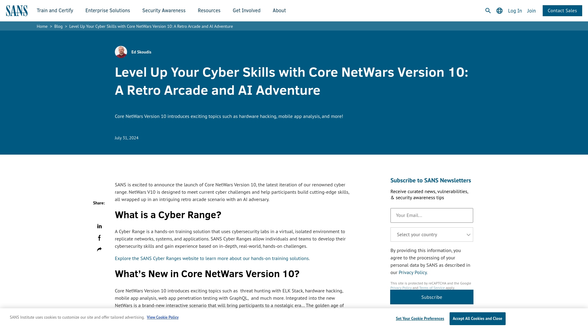 Level Up Your Cyber Skills with Core NetWars Version 10: A Retro Arcade and AI Adventure