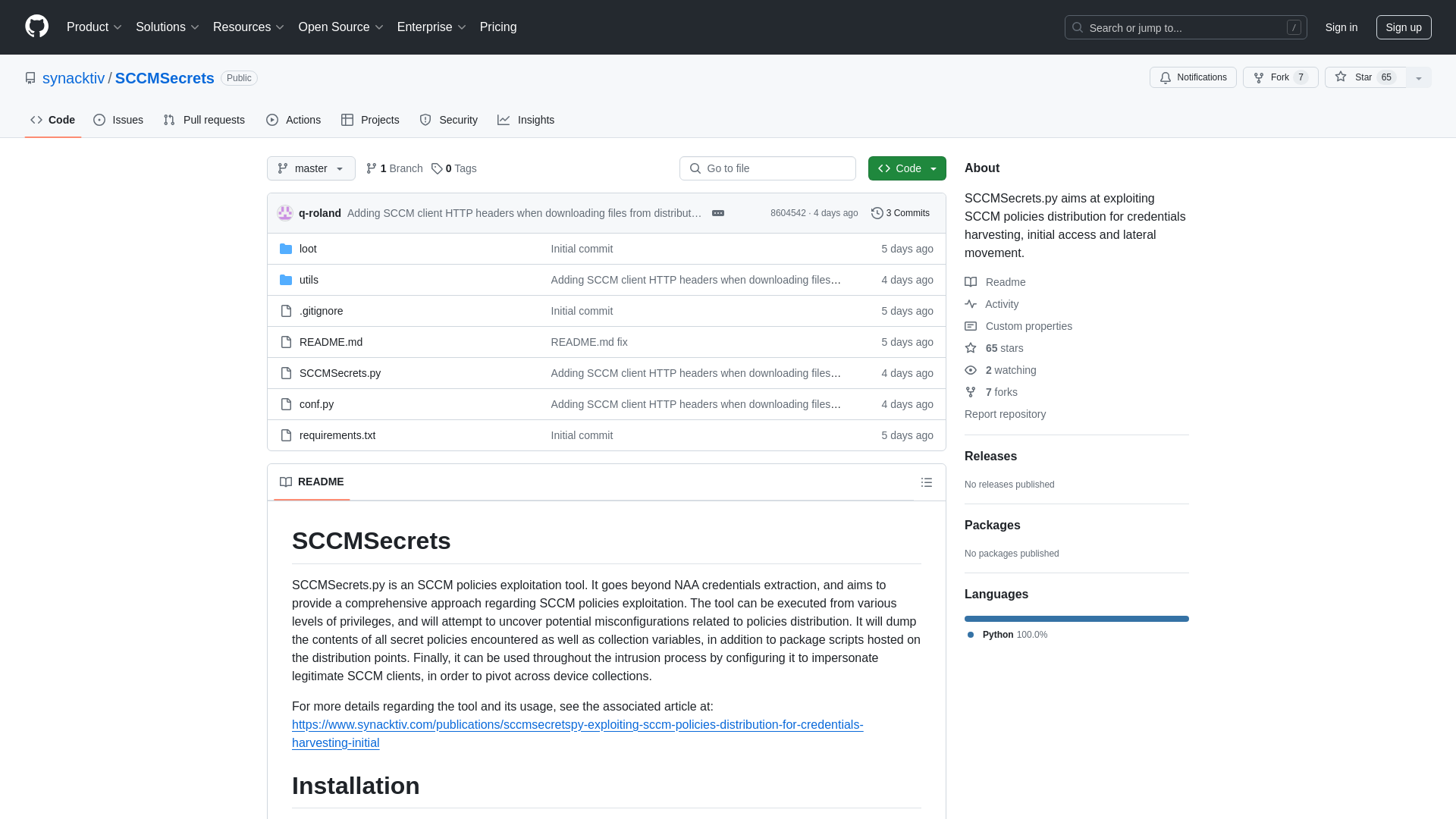 GitHub - synacktiv/SCCMSecrets: SCCMSecrets.py aims at exploiting SCCM policies distribution for credentials harvesting, initial access and lateral movement.