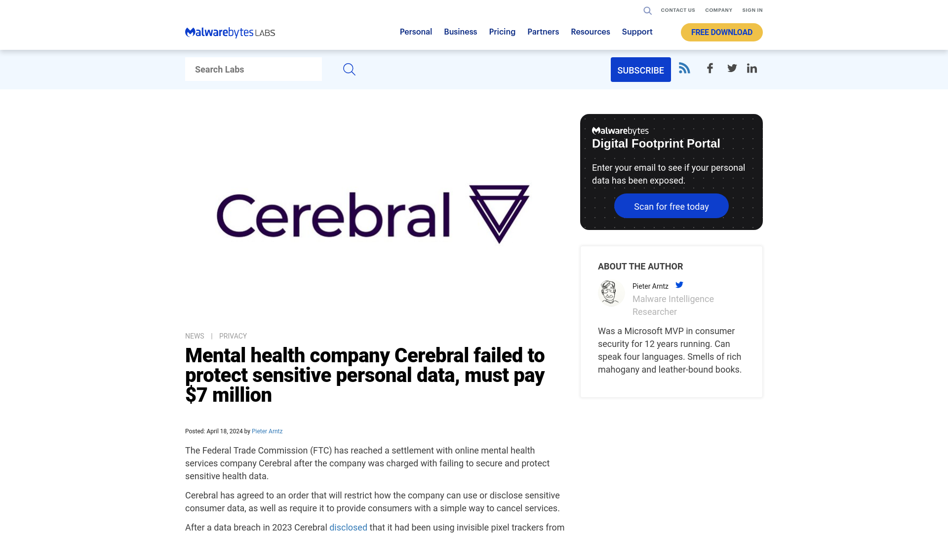 Mental health company Cerebral failed to protect sensitive personal data, must pay $7 million | Malwarebytes