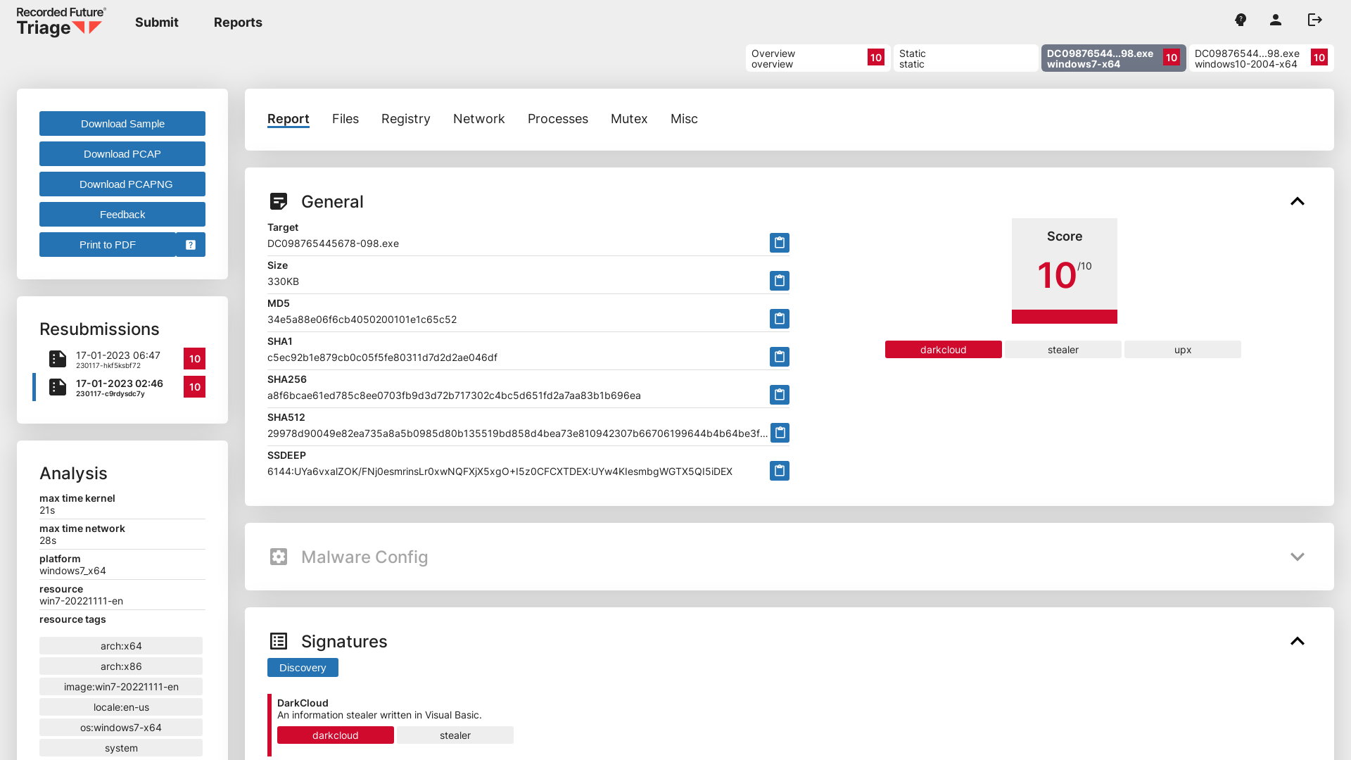 Triage | Behavioral Report