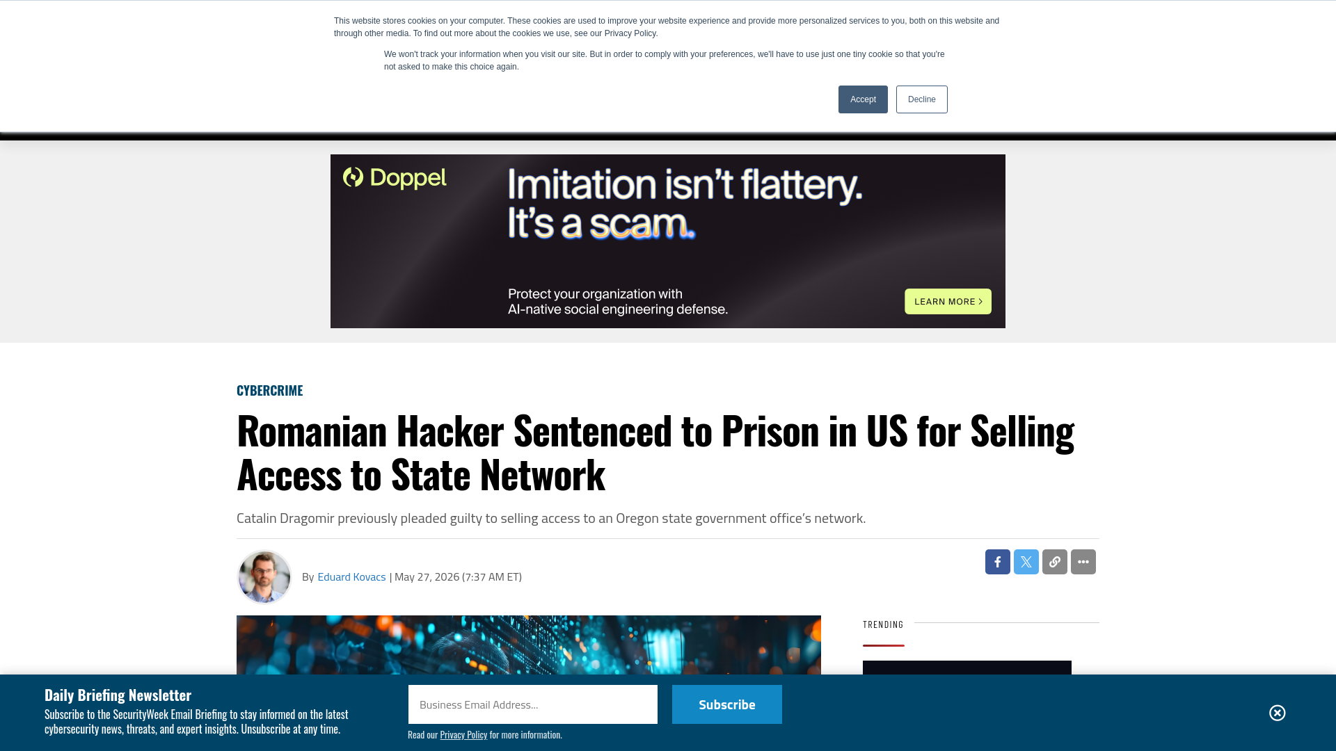 Romanian Hacker Sentenced to Prison in US for Selling Access to State Network - SecurityWeek